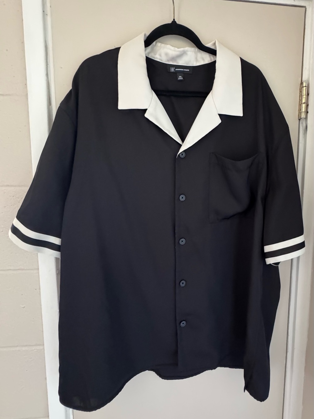 INC International Concepts Black Shirt with White Collar